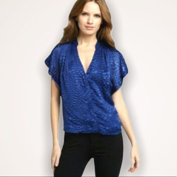 BCBGMAXAZRIA Royal Blue Burnout Blouse - Picture 1 of 9